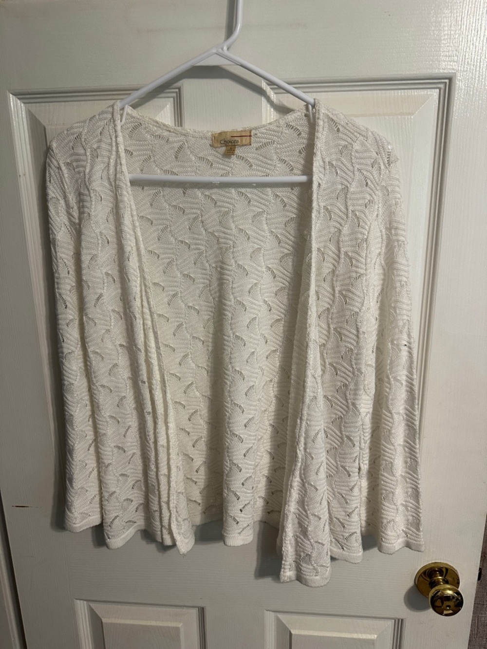 Lightweight White Open-Front Women's Sweater Cardigan